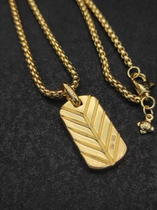 🔶David's Cool and Chic Full Diamond Military Tag Necklace💫 - Picture 3 of 8